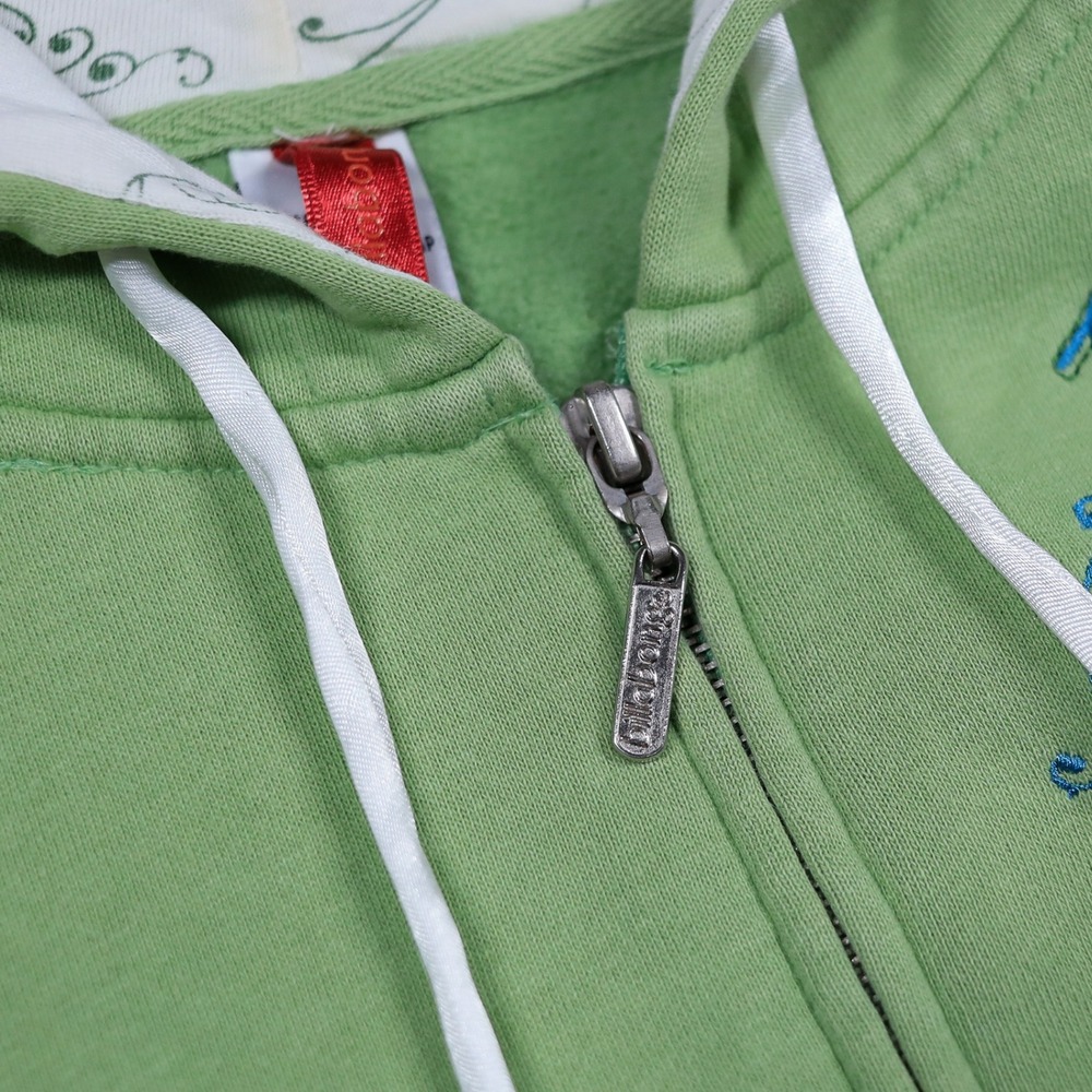Y2K Billabong Hoodie Women L Green Butterfly Embroidered Zip Up Surf Skater - Picture 7 of 11